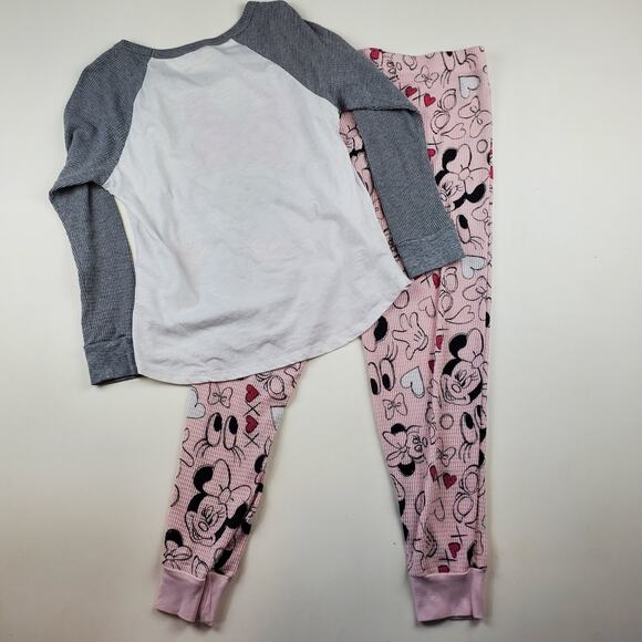 Disney Sleepwear Minnie Mouse Pajama PJ Lounge 2 Piece Set Jogger Raglan Tee Med - Picture 8 of 8